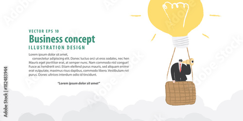 Banner Businessman With Bulb Balloon Meaning Vision And Idea On
