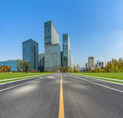 Wall Mural - city road through modern buildings in hangzhou