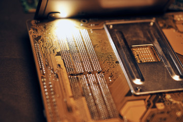 Poster - Microcircuits, computer components, parts, close-up, electrician, electronics, technology