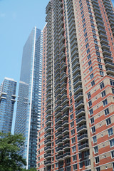 Wall Mural - close up on modern office building skyscraper in New York