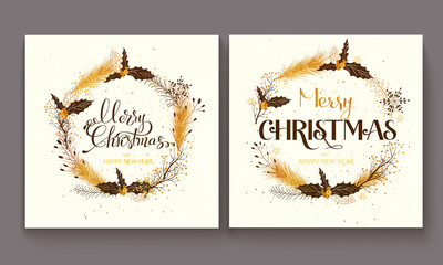 Wall Mural - Merry Christmas handdrawn lettering design elements. Great element for cards, banners and flyers.