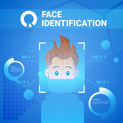 Poster - face identification technology scannig man access control system biometrical recognition concept vec
