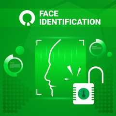 Poster - User Getting Access After Face Identification Scanning Modern Technology Of Biometrical Recognition Concept Vector Illustration