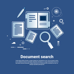 Poster - Document Search Template Web Banner With Copy Space Flat Vector Illustration