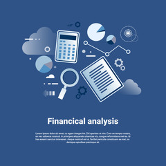 Poster - Financial Analysis Template Web Banner With Copy Space Flat Vector Illustration