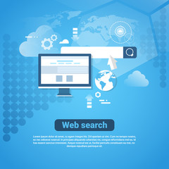 Poster - template internet banner with copy space web search concept flat vector illustration