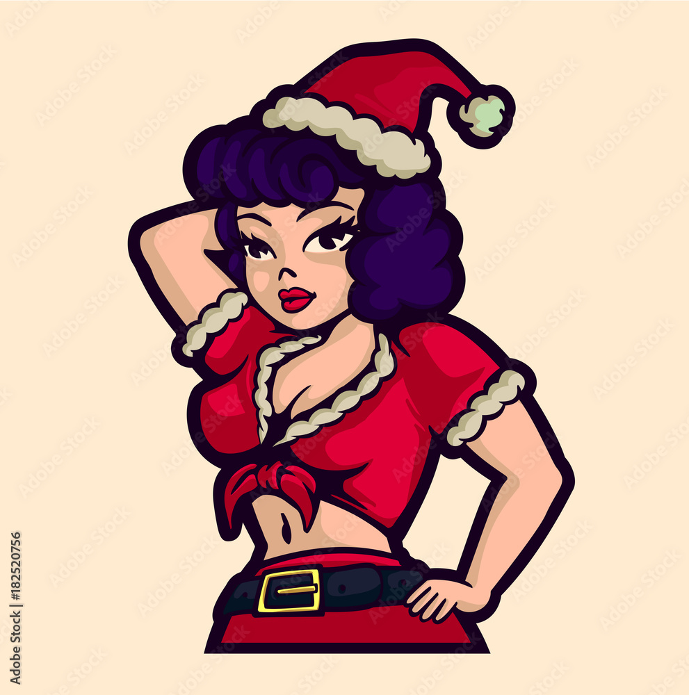 christmas pin up dress Santa Claus Snow Print Christmas Christmas Dress... From Nian02, Rs.1,962.48