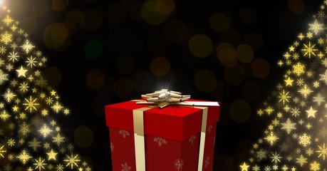 Poster - Gift box and Snowflake Christmas tree pattern shapes