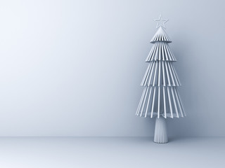 Poster - Christmas tree on white room background for christmas decoration with blank space . 3D rendering.