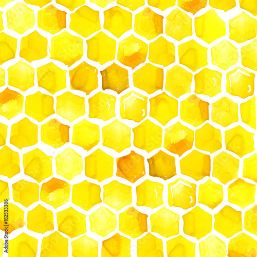 Cotton fabric honeycomb watercolor illustration