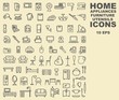 Linear icons of furniture, appliances and household items
