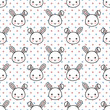 Seamless Pattern with Cute White Bunny Rabbit 