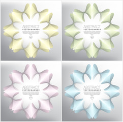 Wall Mural - Abstract vector web banner set of 4. Geometric stars in pastel colors. Isolated on the light background. Each item contains space for own text. Vector illustration. Eps 10.