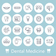 Teeth, dentistry medical line icons.