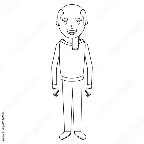 old man grandfather character standing vector illustration Stock Vector ...