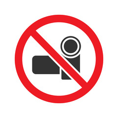 Poster - Forbidden sign with video camera glyph icon