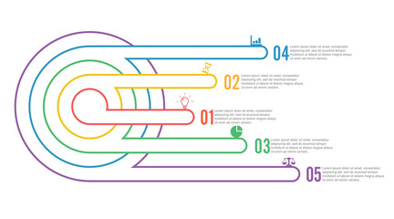 Poster - Infographic design vector and marketing icons can be used for workflow layout, diagram, annual report, web design. Business concept with 5 options, steps or processes.