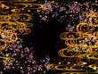 和柄夜桜と波の背景素材