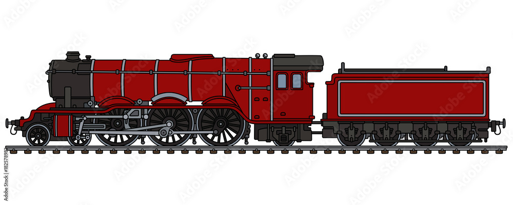 Red Model Steam Engine Classic red steam locomotive Stock Vector | Adobe Stock