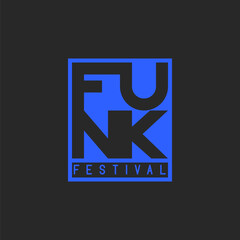 Funk festival in the grunge style of word funk music. Musical typography, t-shirt text print emblem, poster, banner, club party flyer