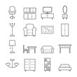 Collection of furniture vector outline icons. Line iocns for web, print, mobile apps design