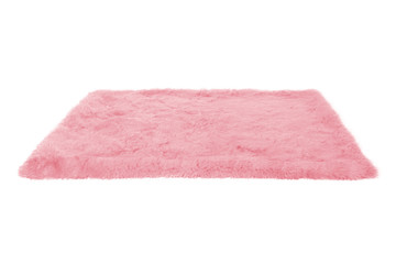 Pink furry carpet. Isolated