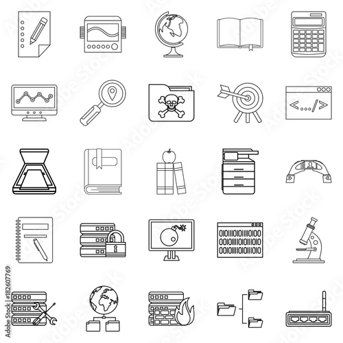 Volume icons set, outline style Poster Mural XXL