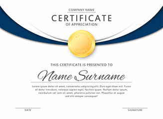 certificate template in elegant black and blue colors. certificate of appreciation, award diploma de