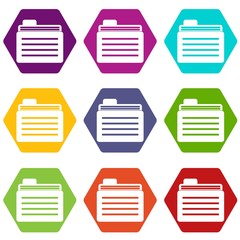 Poster - File folder icon set color hexahedron