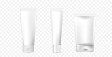 A Set Of Photorealistic White Cosmetic Tubes. Mockup Tubes For Cosmetics Design. 3d Vector Illustration