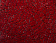 Red Crocodile Skin Texture Close-up; Reptile Texture As Background