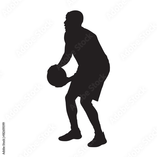Basketball player shooting free throws, isolated vector silhouette ...