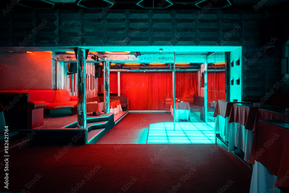 Night Club Interior With Pole Dance Stage Foto Poster
