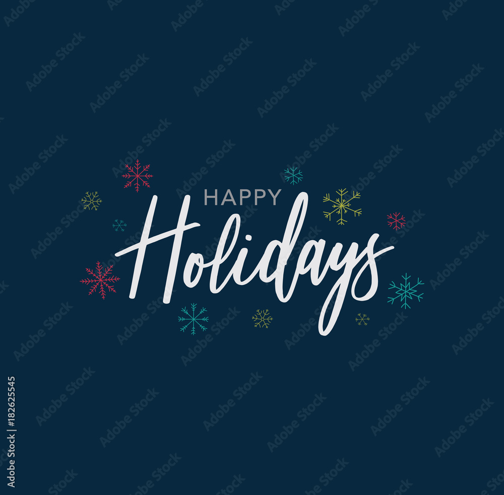 Holiday Text Colorful Happy Holidays Calligraphy Vector Text With Colorful Hand Drawn ...