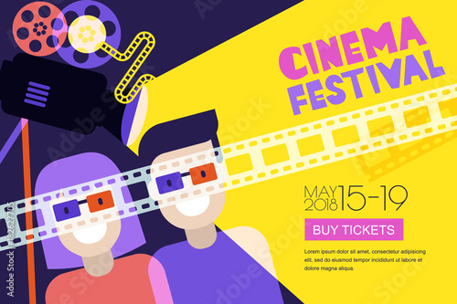 Movie Time Date At The Cinema Concept Vector Cinema Festival