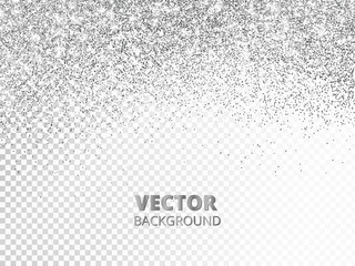 falling glitter confetti. vector silver dust isolated on transparent background. sparkling glitter b