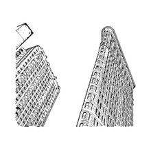 Sketch Illustration Of Building View New York City, USA In Vector.