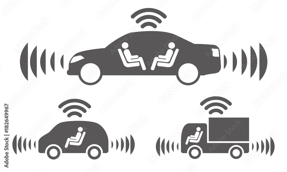 Autonomous car icon set. Stock Vector | Adobe Stock