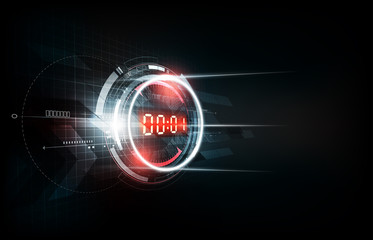 Wall Mural - abstract futuristic technology background with digital number timer concept and countdown, vector il