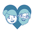 © Gstudio - happy grandparents portrait old lovely couple in love characters blue vector illustration
