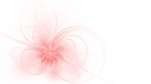 Abstract Fractal Pale Pink Flower On A White Background With Copy Space