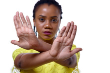 African American Woman Showing Two Hands Stop Gesture