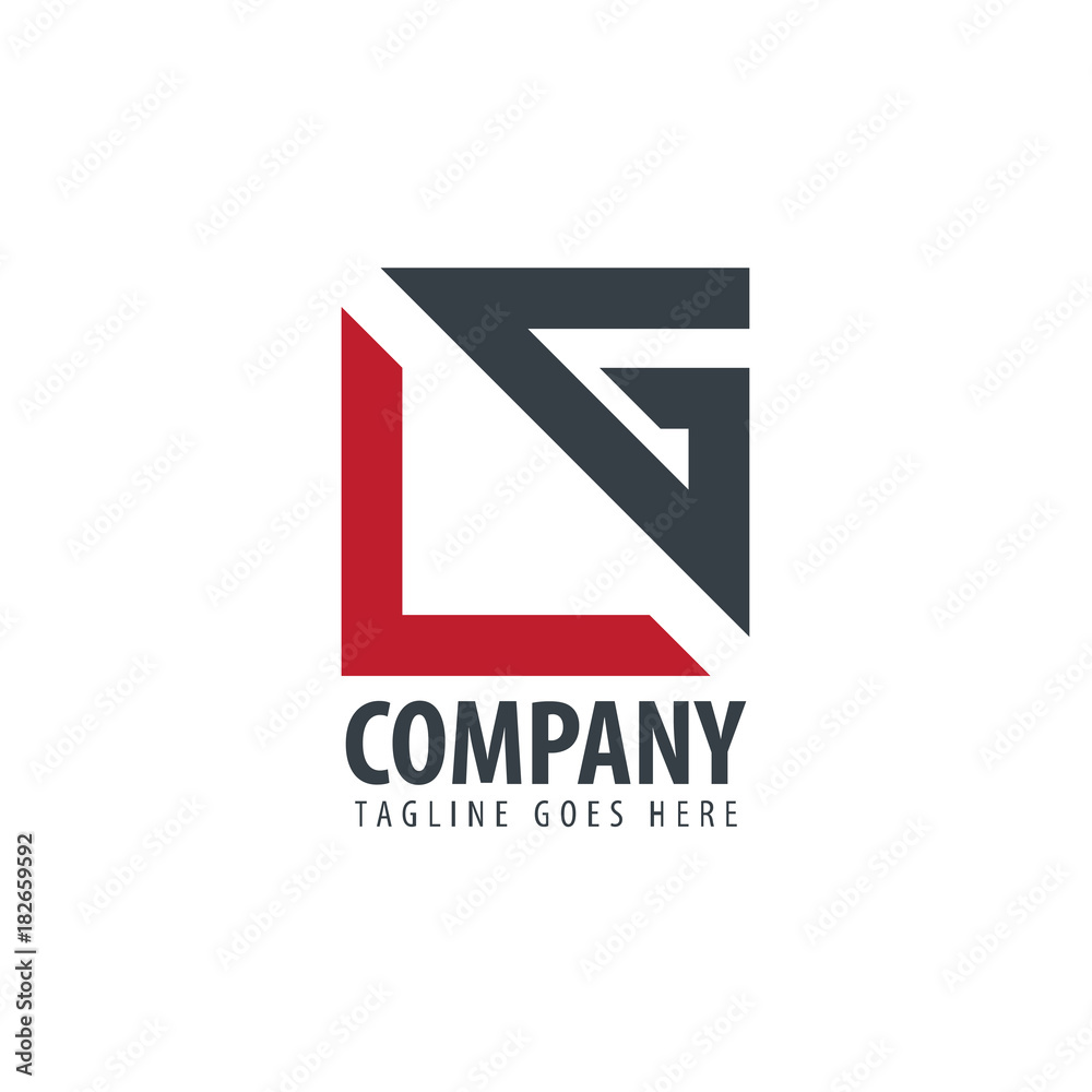 Initial Letter LG Design Square and Triangle Logo Stock Vector | Adobe ...