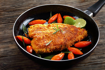 Poster - white fish steak with glazed carrots