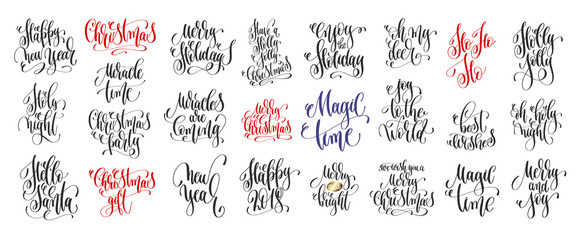 Wall Mural - set of 25 hand lettering inscription to winter holiday