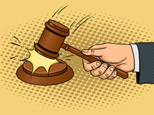 Judge Hammer Pop Art Vector Illustration