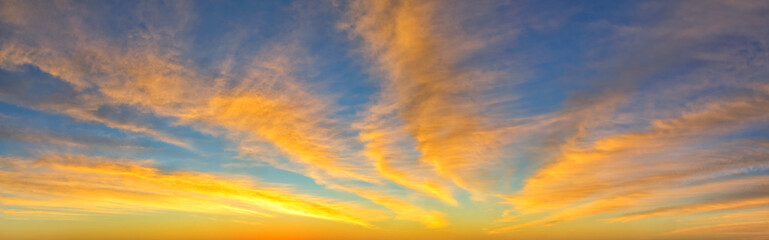 Wall Mural - spectacular, colorful sky during sunset, panorama, only clouds and sky