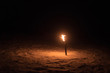 burning torch lights up the winter night fire alone dark lonely background nature mystical wallpaper