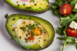Healthy breakfast - avocado with egg