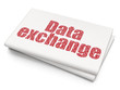 © Maksim Kabakou - Information concept: Pixelated red text Data Exchange on Blank Newspaper background, 3D rendering